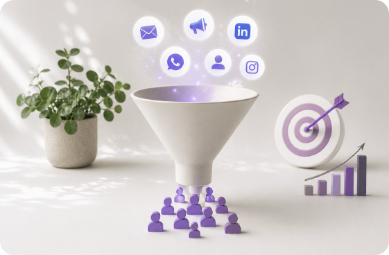 Multi-channel campaign funnel converting leads