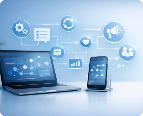 AI-driven social engagement workflows across devices
