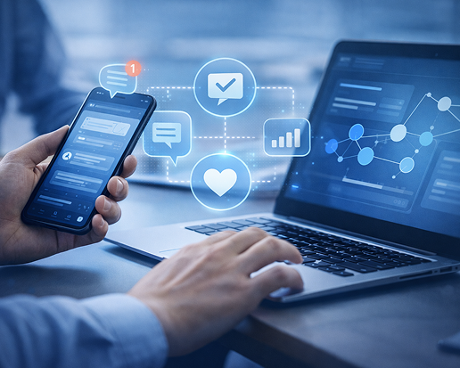 AI-powered social media engagement across mobile and desktop